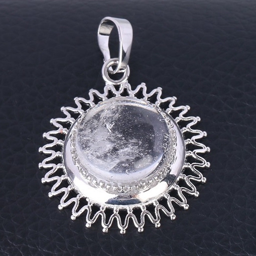 Natural Round Gemstone Sunflower & Chrysanthemum Stone Pendant