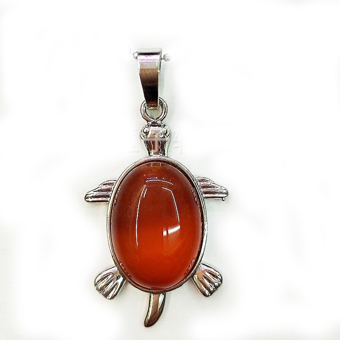 Silver  Natural Gemstone Tortoise Charms Pendant