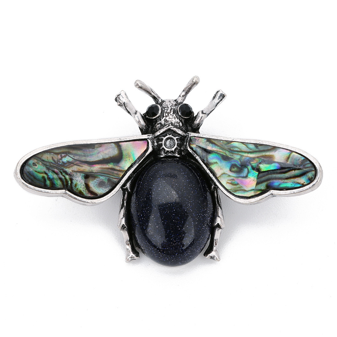 Natural Gemstone Abalone Wing Bee Pendant Brooch 55x34CM for women men