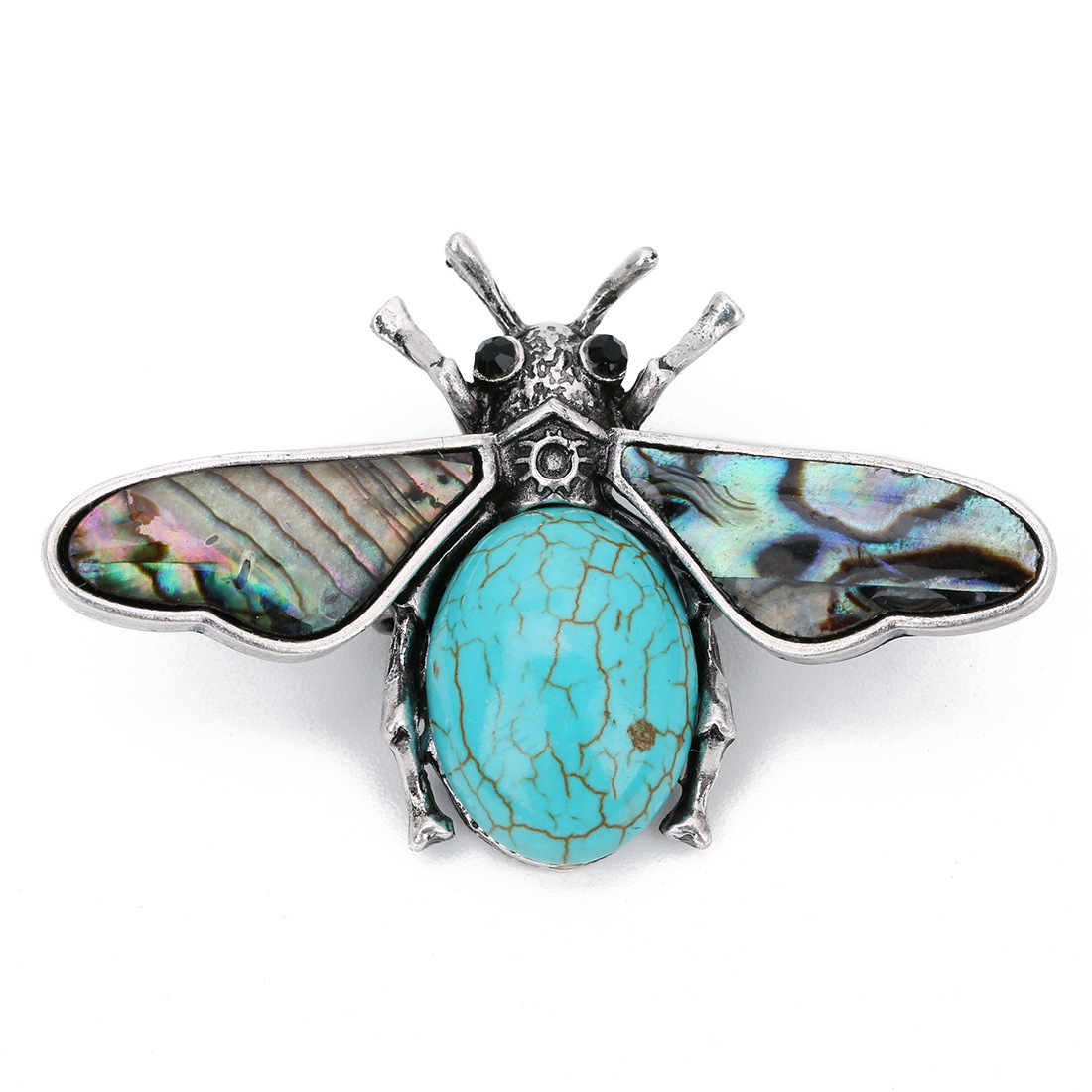 Natural Gemstone Abalone Wing Bee Pendant Brooch 55x34CM for women men