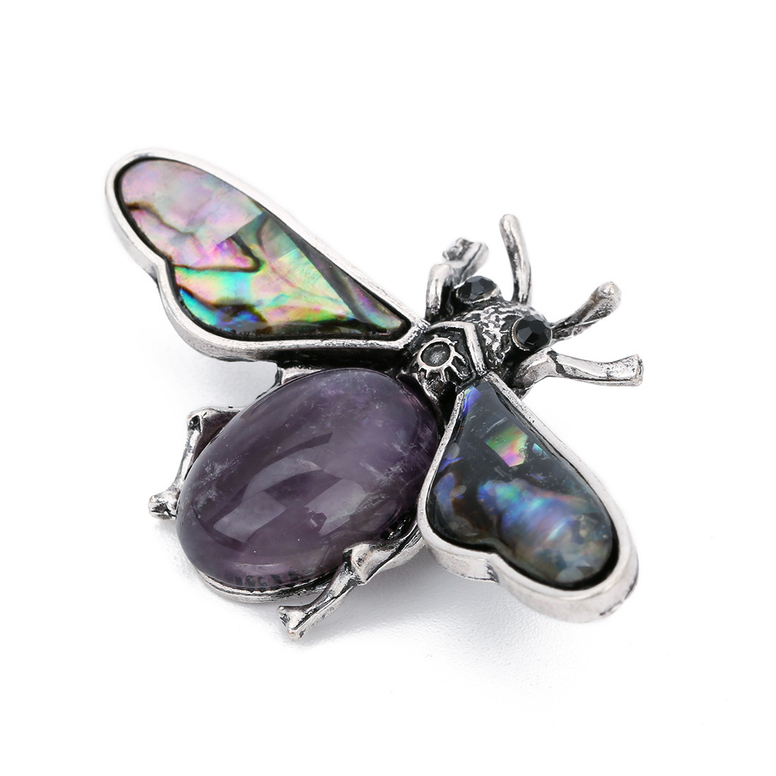 Natural Gemstone Abalone Wing Bee Pendant Brooch 55x34CM for women men