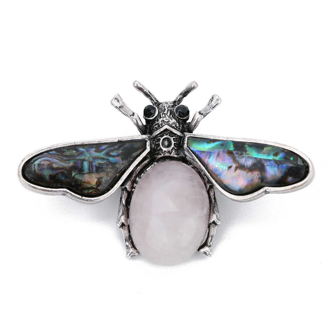 Natural Gemstone Abalone Wing Bee Pendant Brooch 55x34CM for women men