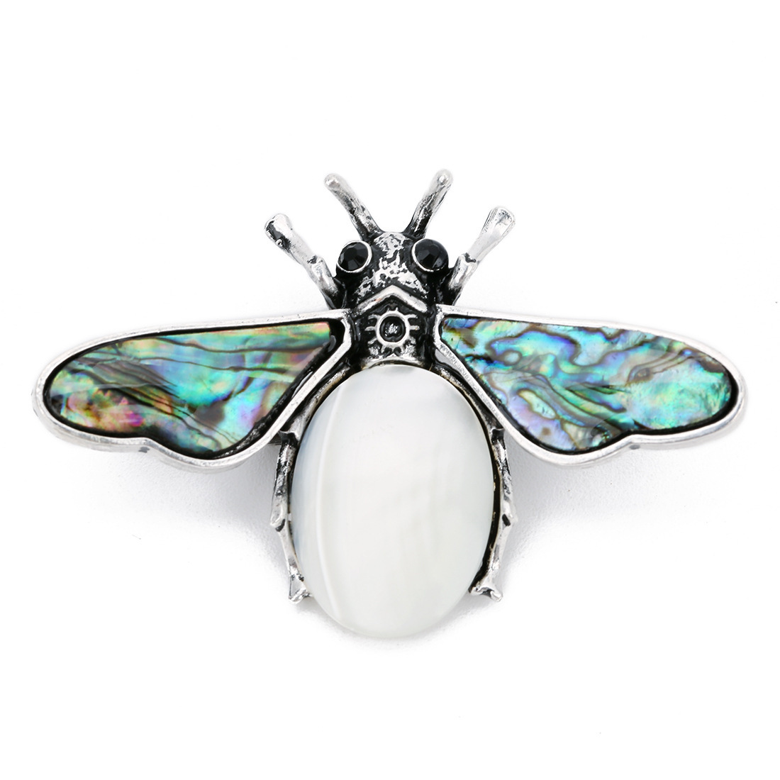 Natural Gemstone Abalone Wing Bee Pendant Brooch 55x34CM for women men