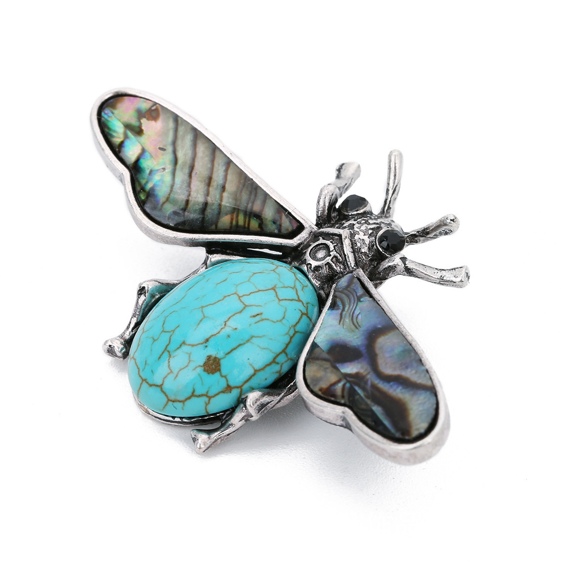 Natural Gemstone Abalone Wing Bee Pendant Brooch 55x34CM for women men