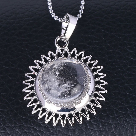 Natural Round Gemstone Sunflower & Chrysanthemum Stone Pendant