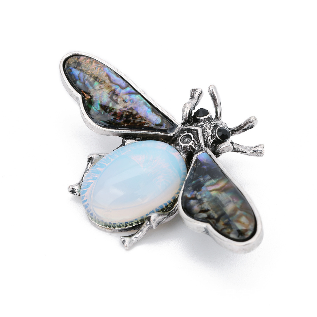 Natural Gemstone Abalone Wing Bee Pendant Brooch 55x34CM for women men
