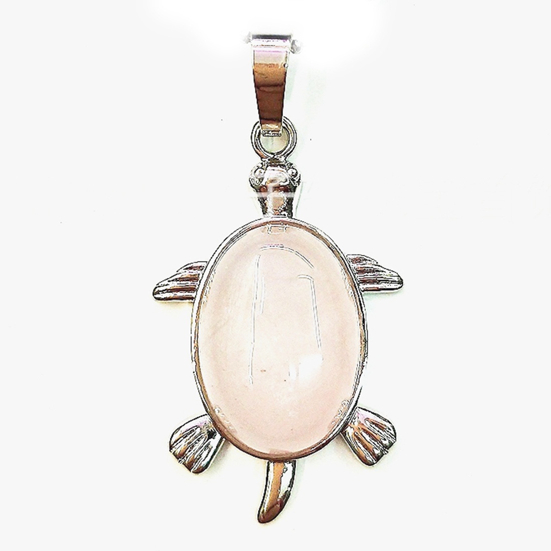 Silver  Natural Gemstone Tortoise Charms Pendant