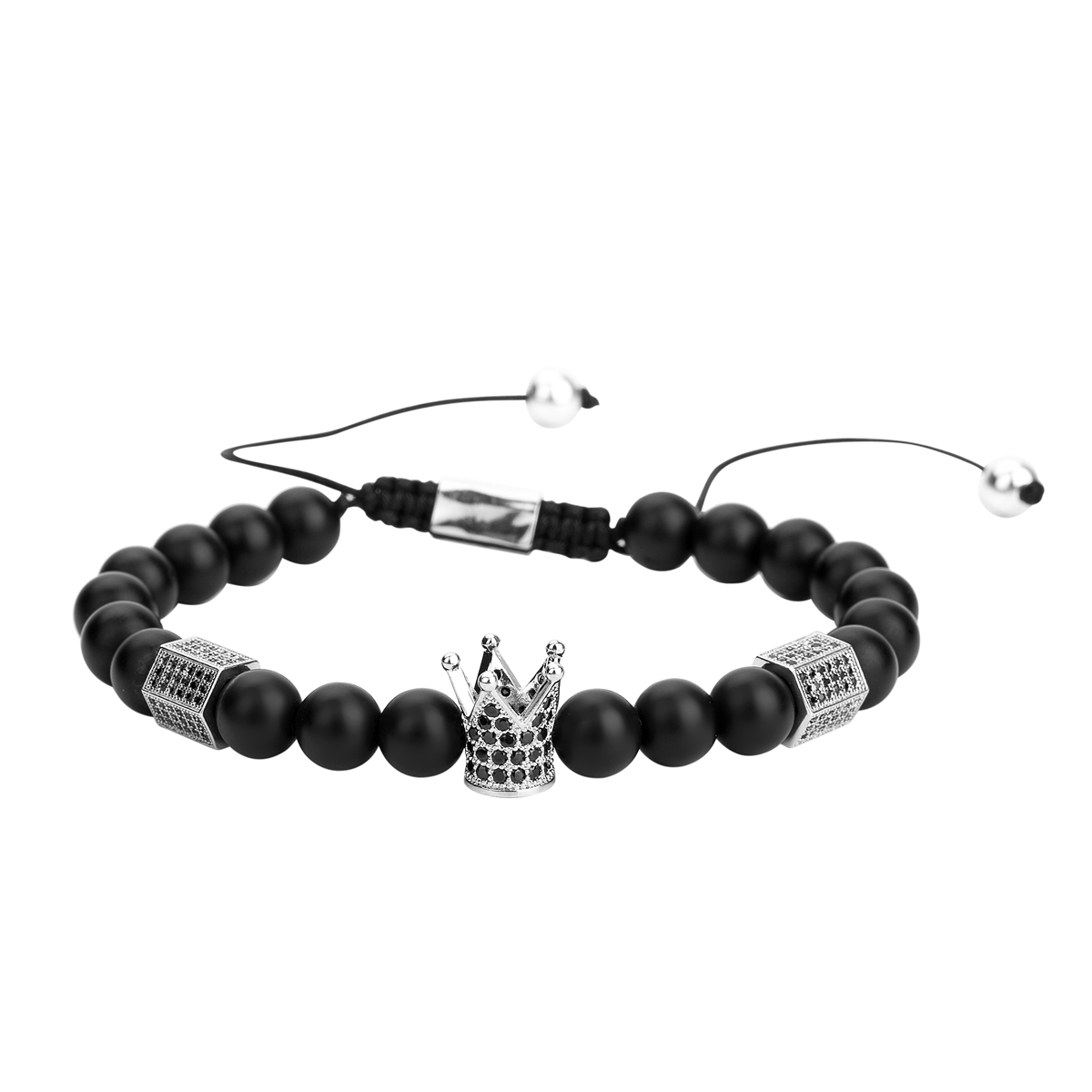 Healing Energy Beads Stretch Bracelets Chakra Black Agate Adjustable Macrame for Men Women