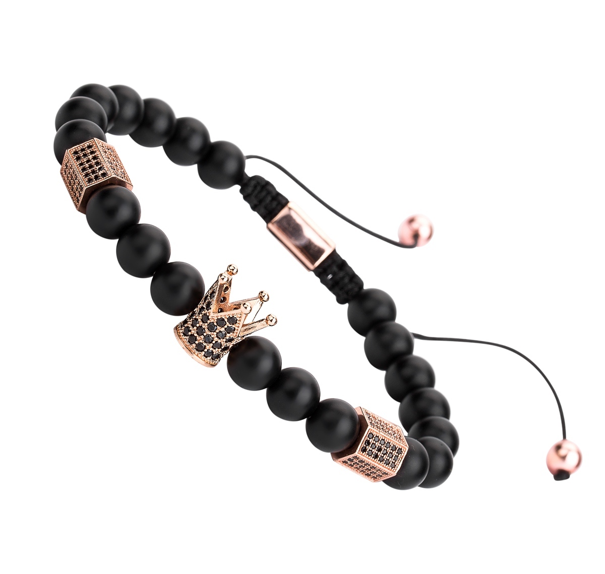Healing Energy Beads Stretch Bracelets Chakra Black Agate Adjustable Macrame for Men Women