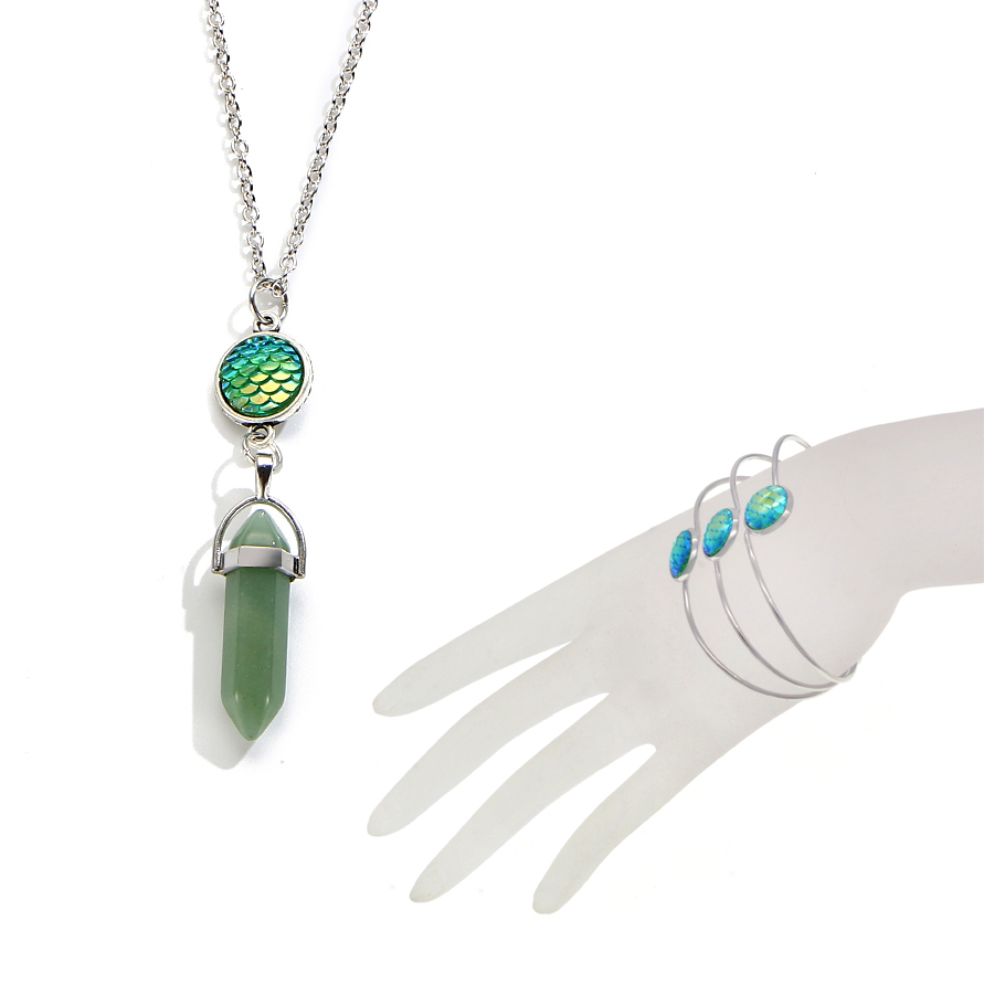 Fashion Crystal Hexagonal Column Quartz Necklace Jewelry, Vintage Natural Stone Bullet Pendants