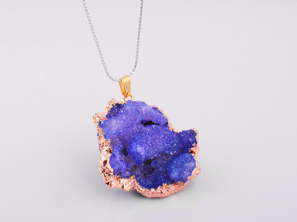 Natural Agate Pendants，Crystal  Slice Freeform Ice Quartz Agate  Necklace