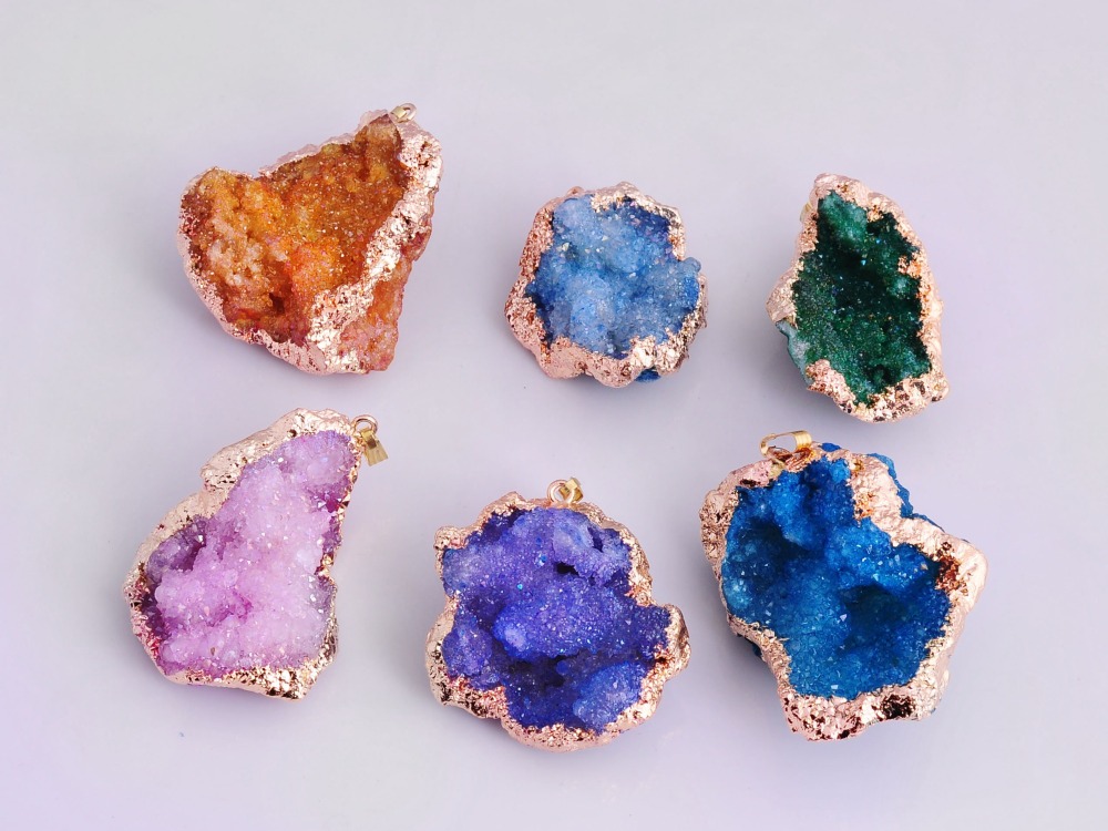 Natural Agate Pendants，Crystal  Slice Freeform Ice Quartz Agate  Necklace