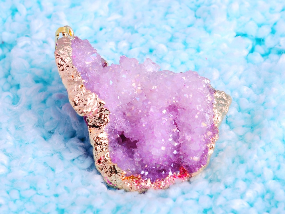 Natural Agate Pendants，Crystal  Slice Freeform Ice Quartz Agate  Necklace