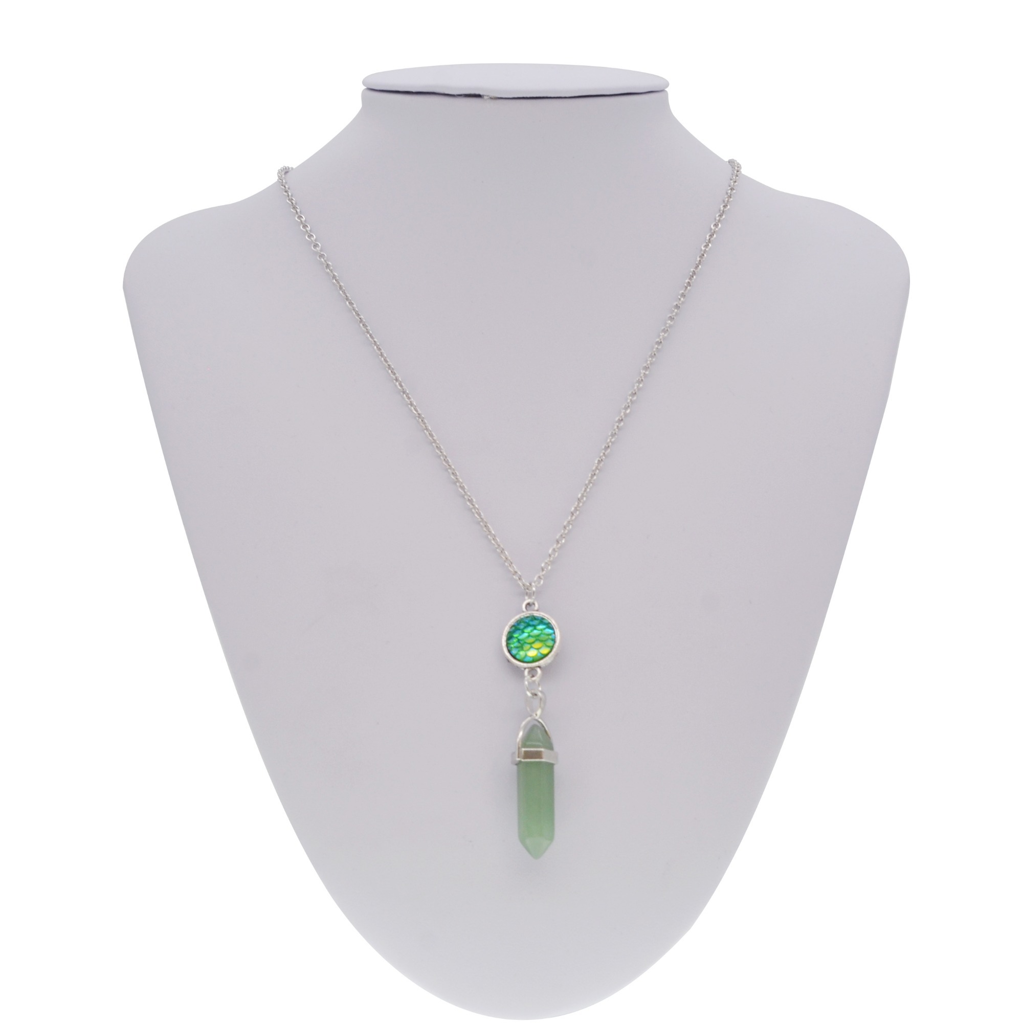 Fashion Crystal Hexagonal Column Quartz Necklace Jewelry, Vintage Natural Stone Bullet Pendants