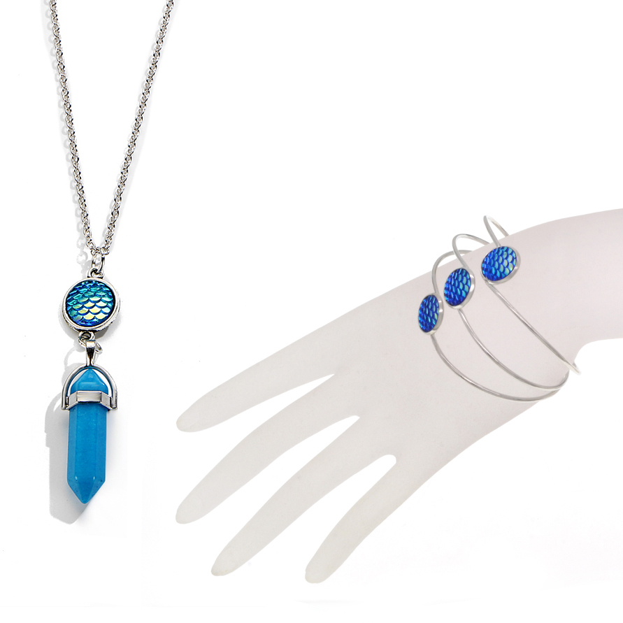 Fashion Crystal Hexagonal Column Quartz Necklace Jewelry, Vintage Natural Stone Bullet Pendants