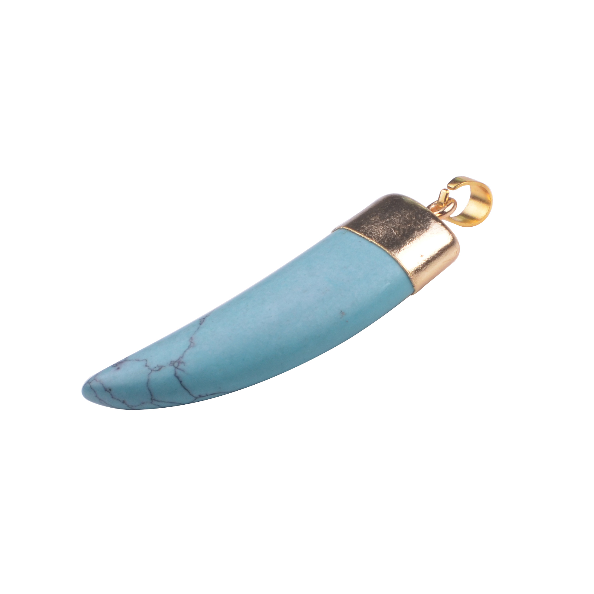 Ox Horn Pendant,Natural Stone Gold Plated Necklace Jewelry for Women and Girls