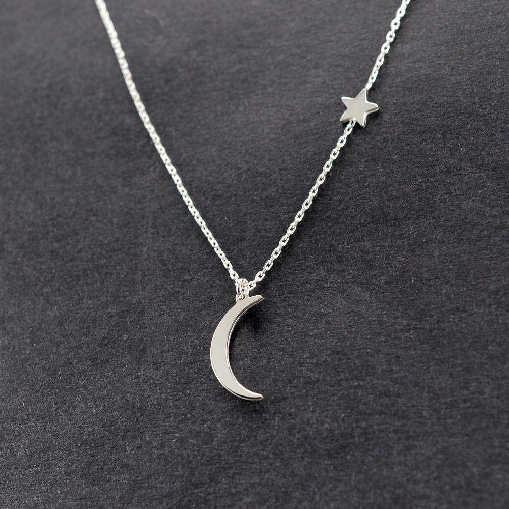 Copper Moon Star Pendant Necklace for Women and Girls