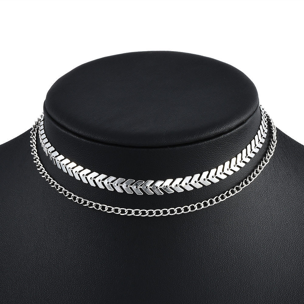 Fashion Fish Bone Chain Clavicle Short Necklace for Women and Girls