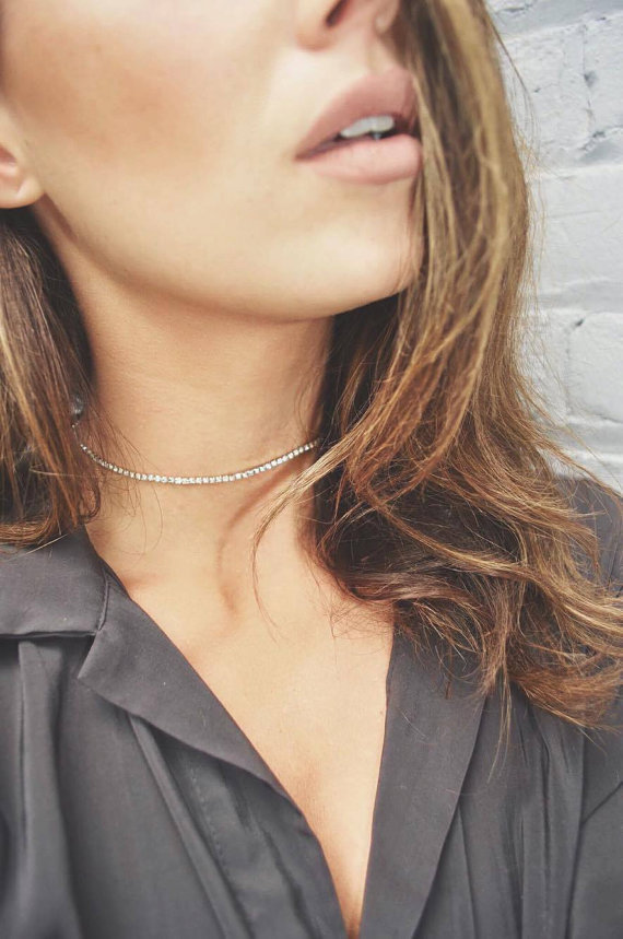Bridal Wedding Jewelry Crystal Rhinestone Collar Choker Necklace