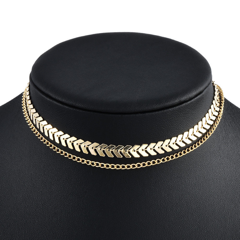 Fashion Fish Bone Chain Clavicle Short Necklace for Women and Girls