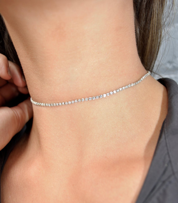 Bridal Wedding Jewelry Crystal Rhinestone Collar Choker Necklace