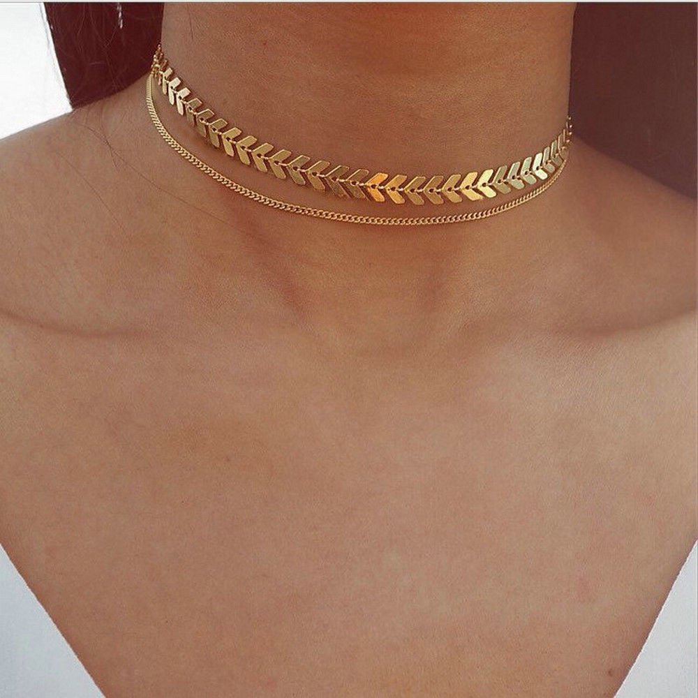 Fashion Fish Bone Chain Clavicle Short Necklace for Women and Girls