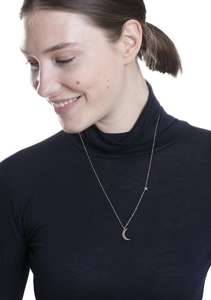 Copper Moon Star Pendant Necklace for Women and Girls