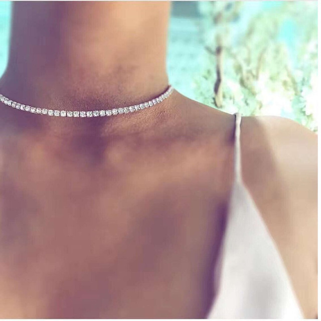 Bridal Wedding Jewelry Crystal Rhinestone Collar Choker Necklace