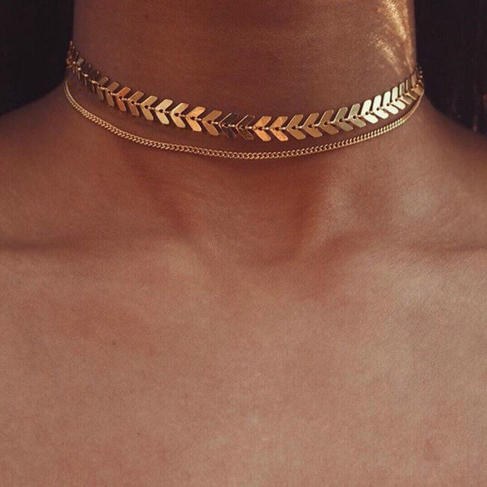 Fashion Fish Bone Chain Clavicle Short Necklace for Women and Girls