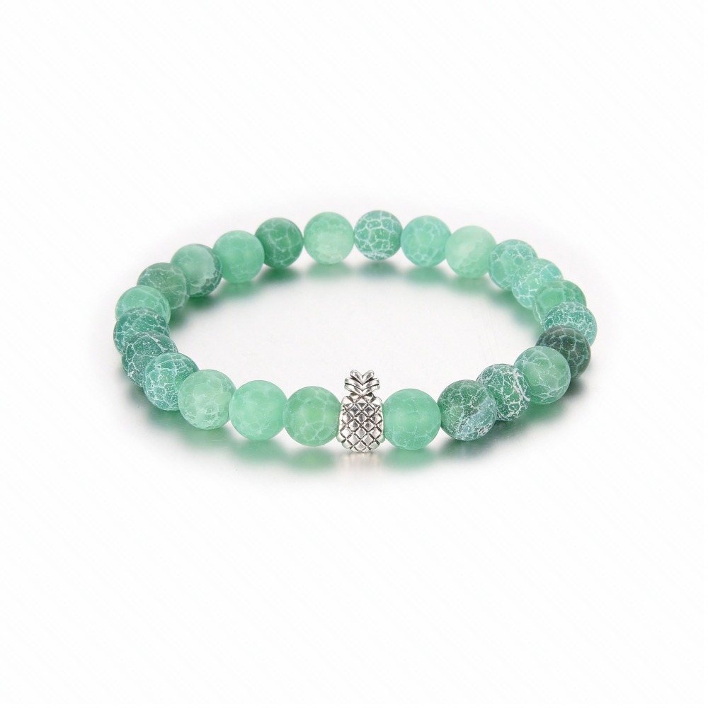 Pineapple Charm Bracelets for Lovers Couple,Best Friend Bracelet-8mm Beaded Bracelet for Women and Men