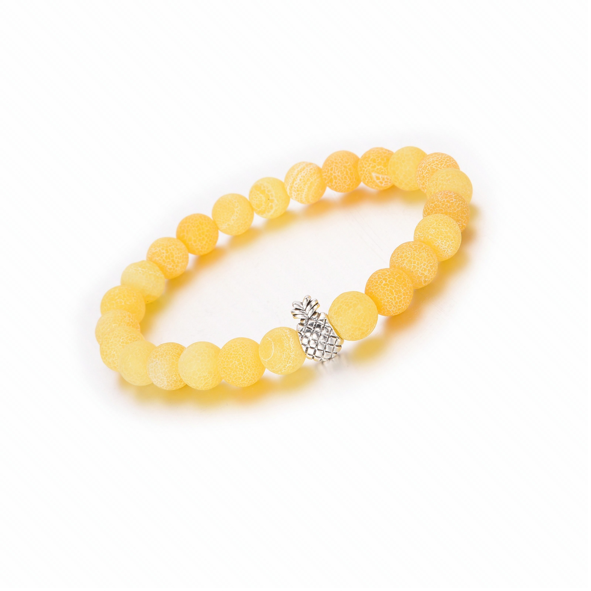 Pineapple Charm Bracelets for Lovers Couple,Best Friend Bracelet-8mm Beaded Bracelet for Women and Men