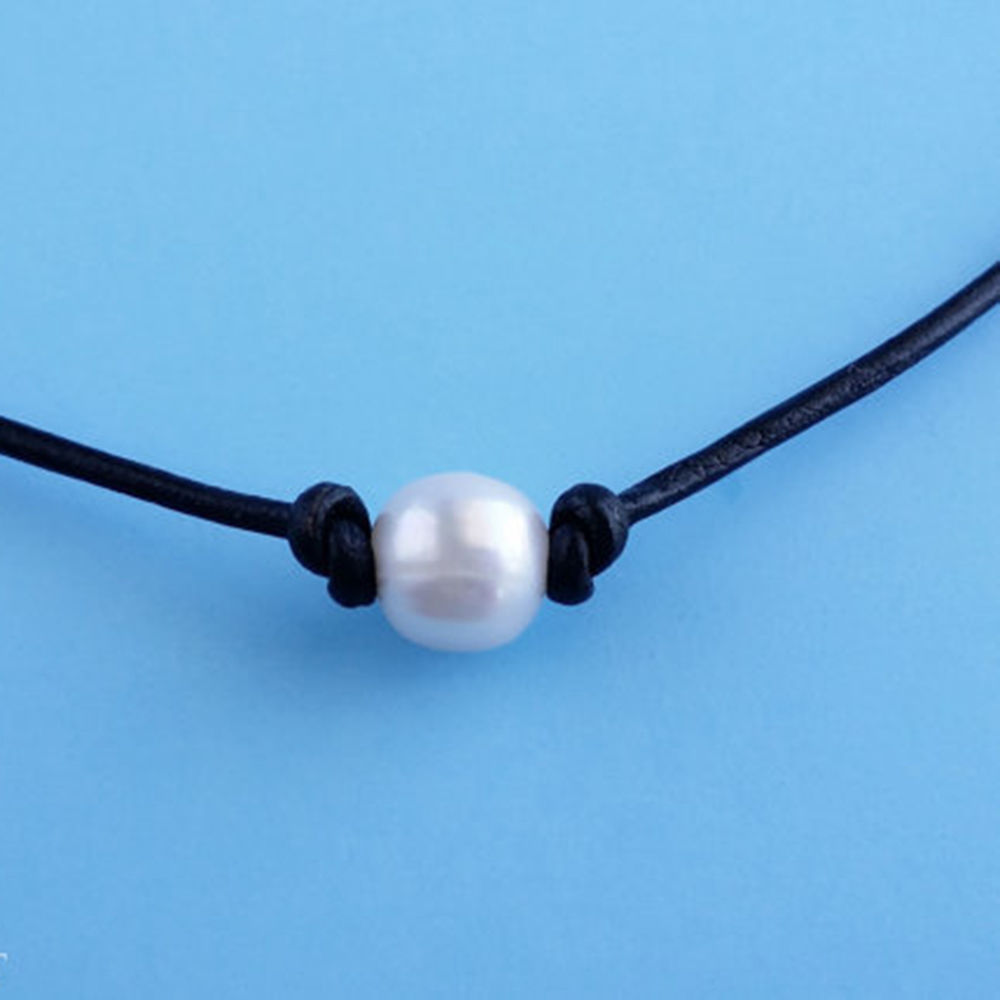Pearl Necklace,  Single White Pearl Choker Necklace Freshwater Pearls Pendant