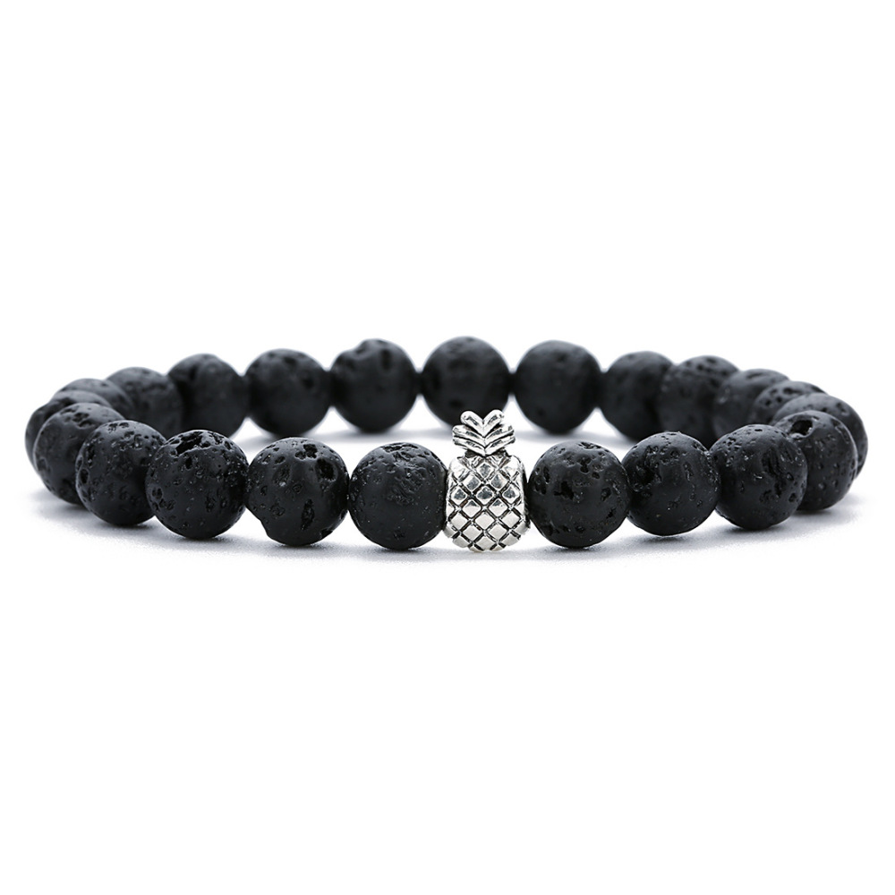 Pineapple Charm Bracelets for Lovers Couple,Best Friend Bracelet-8mm Beaded Bracelet for Women and Men