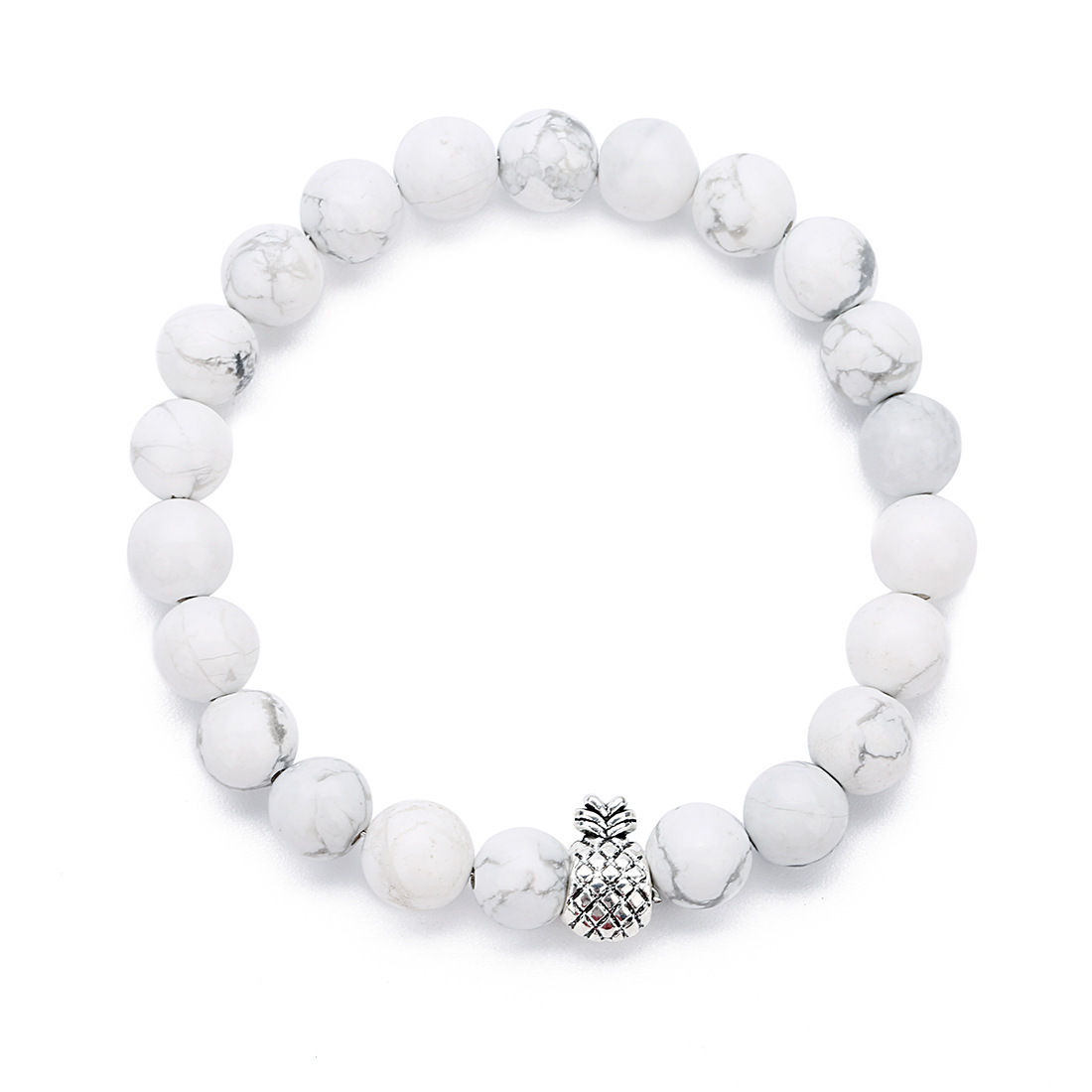 Pineapple Charm Bracelets for Lovers Couple,Best Friend Bracelet-8mm Beaded Bracelet for Women and Men