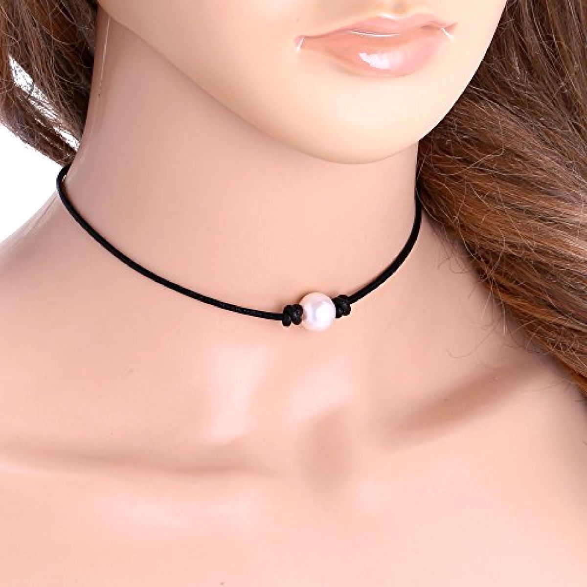 Pearl Necklace,  Single White Pearl Choker Necklace Freshwater Pearls Pendant