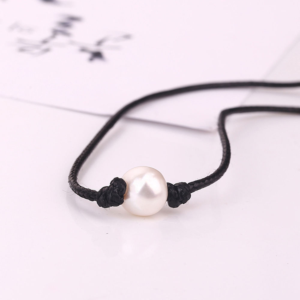 Pearl Necklace,  Single White Pearl Choker Necklace Freshwater Pearls Pendant