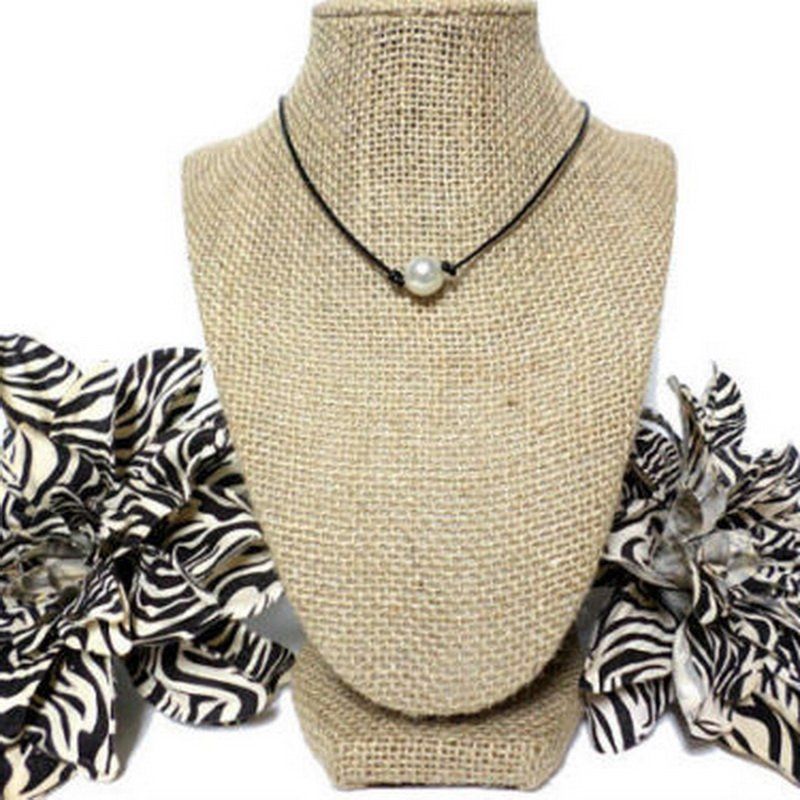 Pearl Necklace,  Single White Pearl Choker Necklace Freshwater Pearls Pendant