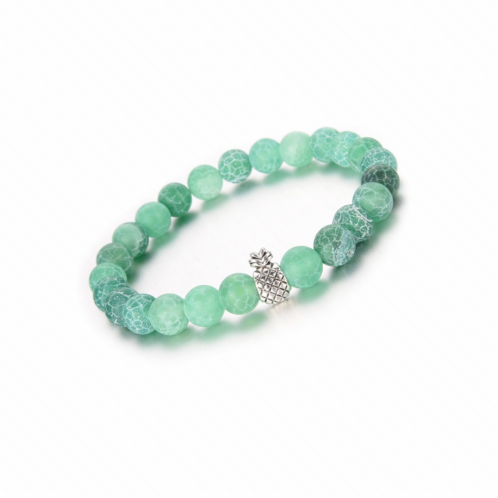 Pineapple Charm Bracelets for Lovers Couple,Best Friend Bracelet-8mm Beaded Bracelet for Women and Men
