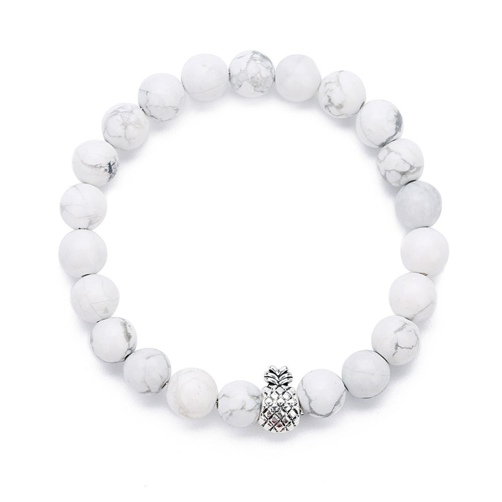 Pineapple Charm Bracelets for Lovers Couple,Best Friend Bracelet-8mm Beaded Bracelet for Women and Men