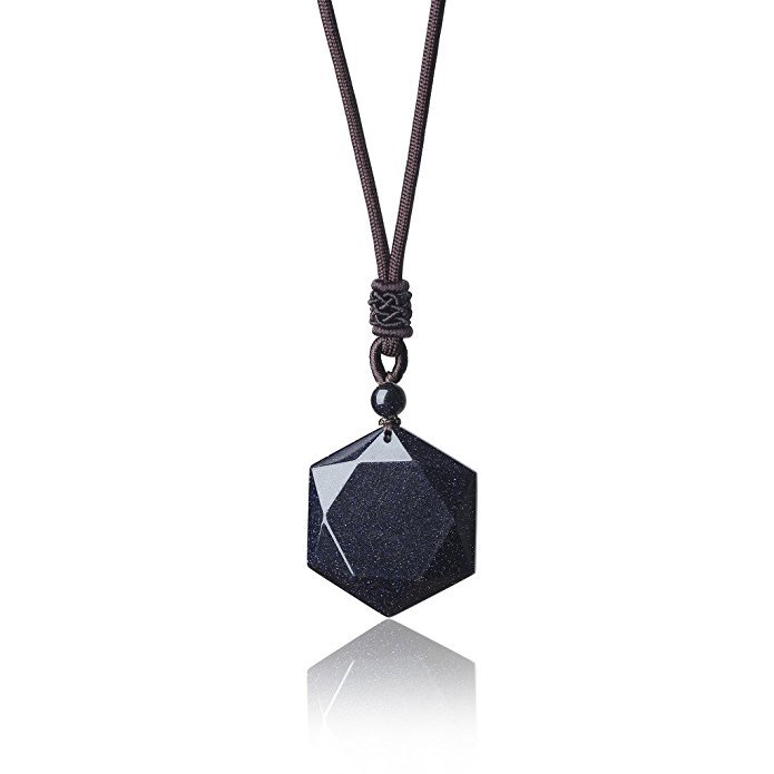Six-pointed star Energy Stone Natural Crystal Pendant Necklace for Men and Women