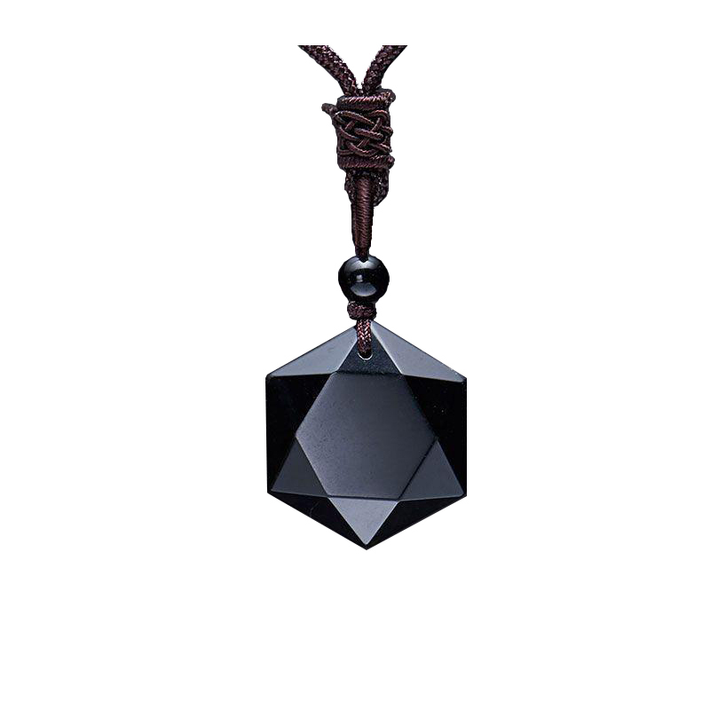 Six-pointed star Energy Stone Natural Crystal Pendant Necklace for Men and Women