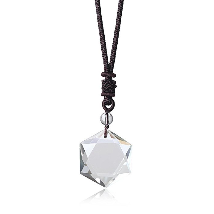 Six-pointed star Energy Stone Natural Crystal Pendant Necklace for Men and Women