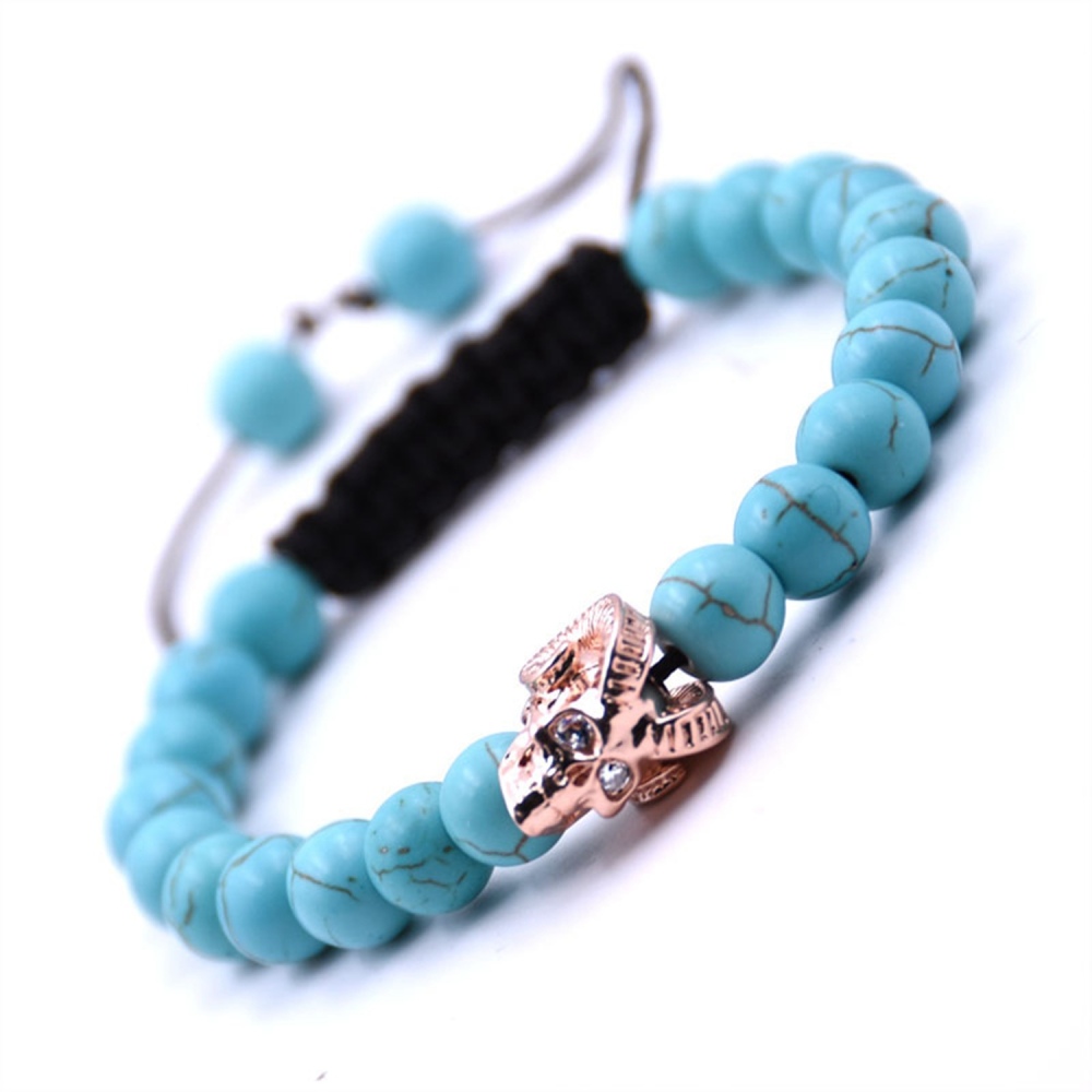 Rose gold sheep's head  braided adjustable Beads Bracelet for Men Women