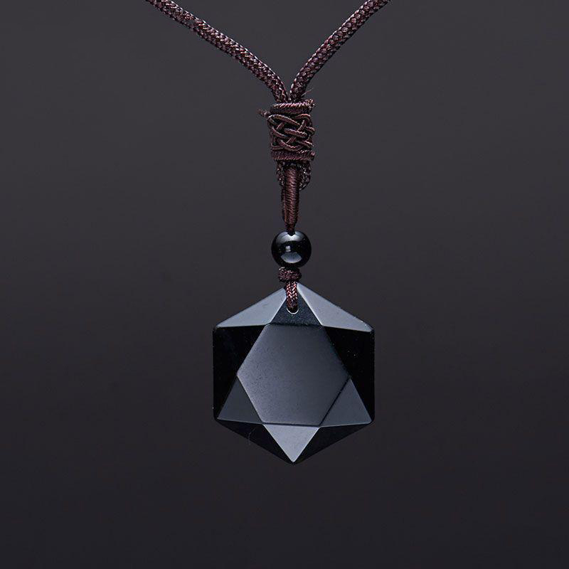 Six-pointed star Energy Stone Natural Crystal Pendant Necklace for Men and Women