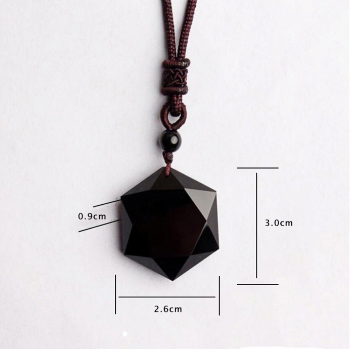 Six-pointed star Energy Stone Natural Crystal Pendant Necklace for Men and Women