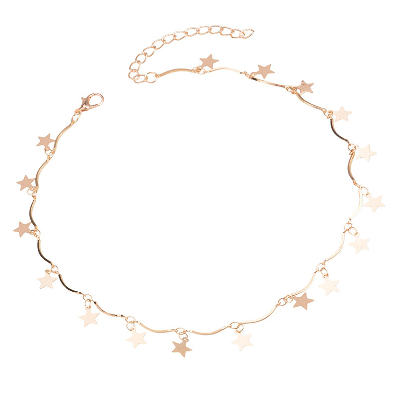 Simple Gold Star Choker Necklace for Women and Girls