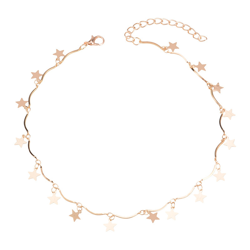 Simple Gold Star Choker Necklace for Women and Girls