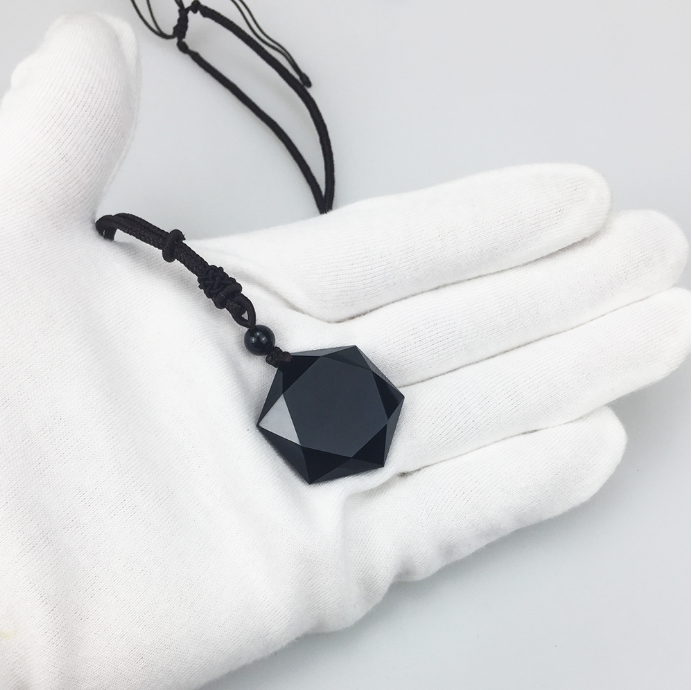 Six-pointed star Energy Stone Natural Crystal Pendant Necklace for Men and Women