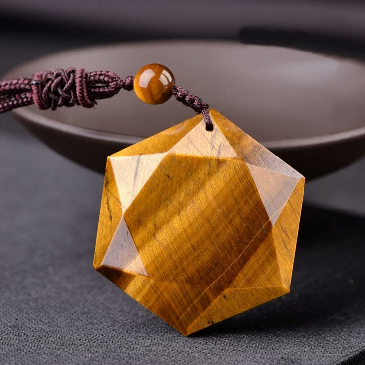 Six-pointed star Energy Stone Natural Crystal Pendant Necklace for Men and Women