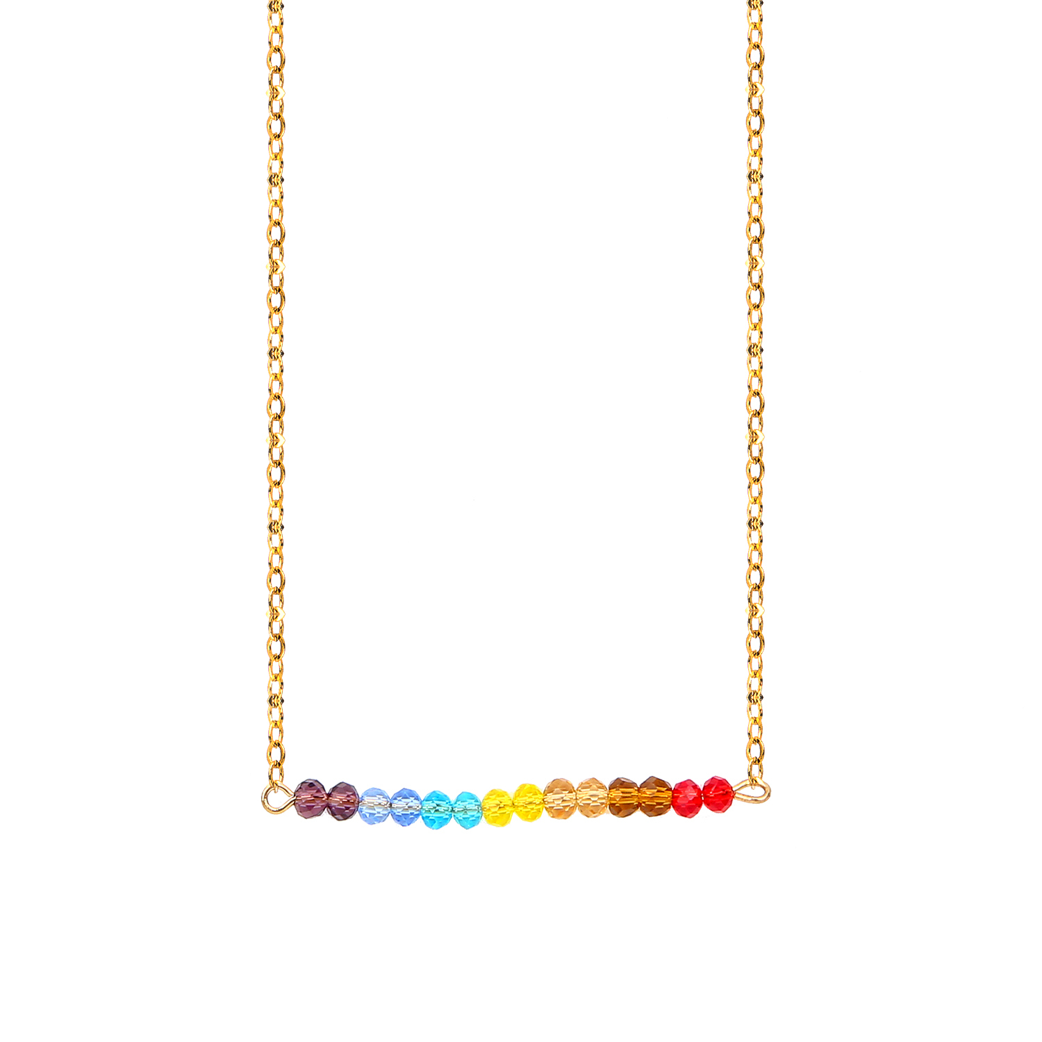 Colorful Cubic Zirconia Bar Necklace for Women Girls Circle Arc Rhinestone Pendant